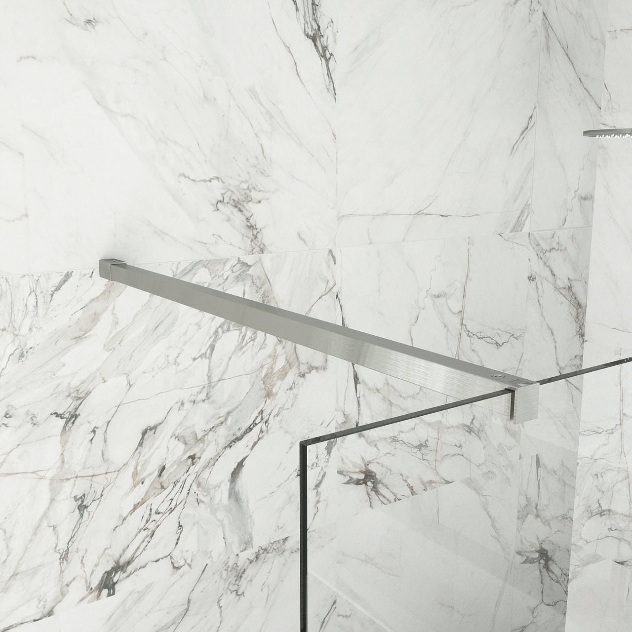 Balmani Modular douche à l'italienne 120 x 200 cm verre transparent avec bande matte profil inox brossé