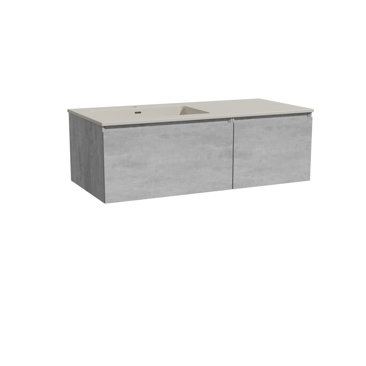 Storke Edge hängendes Möbelstück Set: 110 x 52 cm, Beton dunkelgrau, mit Diva Waschtisch links, Top Solid Seidengrau