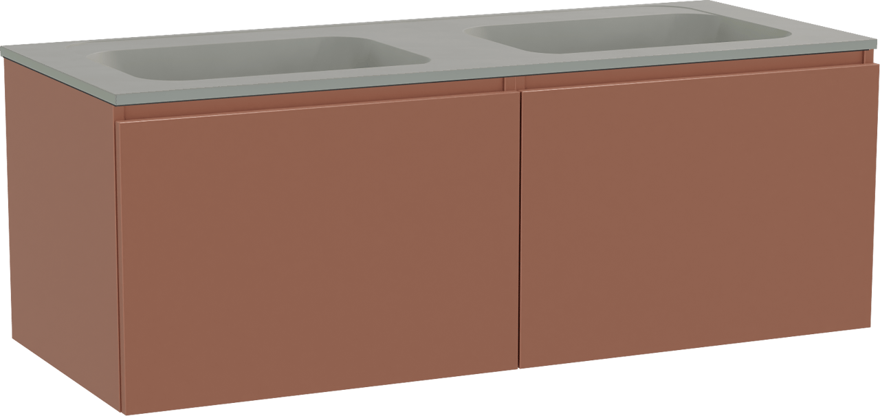 Balmani Sfera meuble salle de bains suspendu 135 x 55 cm cotto avec Tablo Strada double vasque en marbre composite soie grise