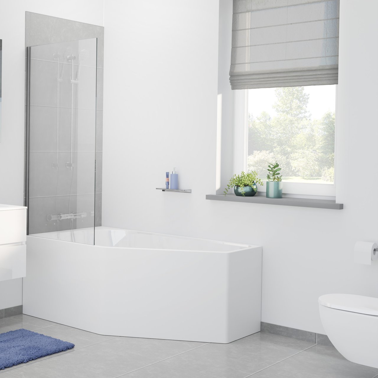 Luca Varess Pico 1-Personen-Eckbadewanne: links, 160 x 90 cm, Acryl, Weiß Glänzend