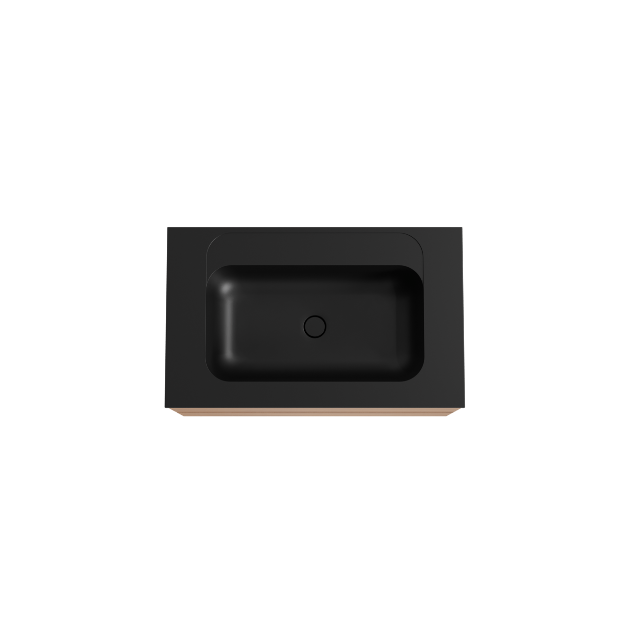 Balmani Mitra zwevend badkamermeubel 90 x 55 cm teak met Tablo Strada enkele wastafel in composietmarmer mat zwart