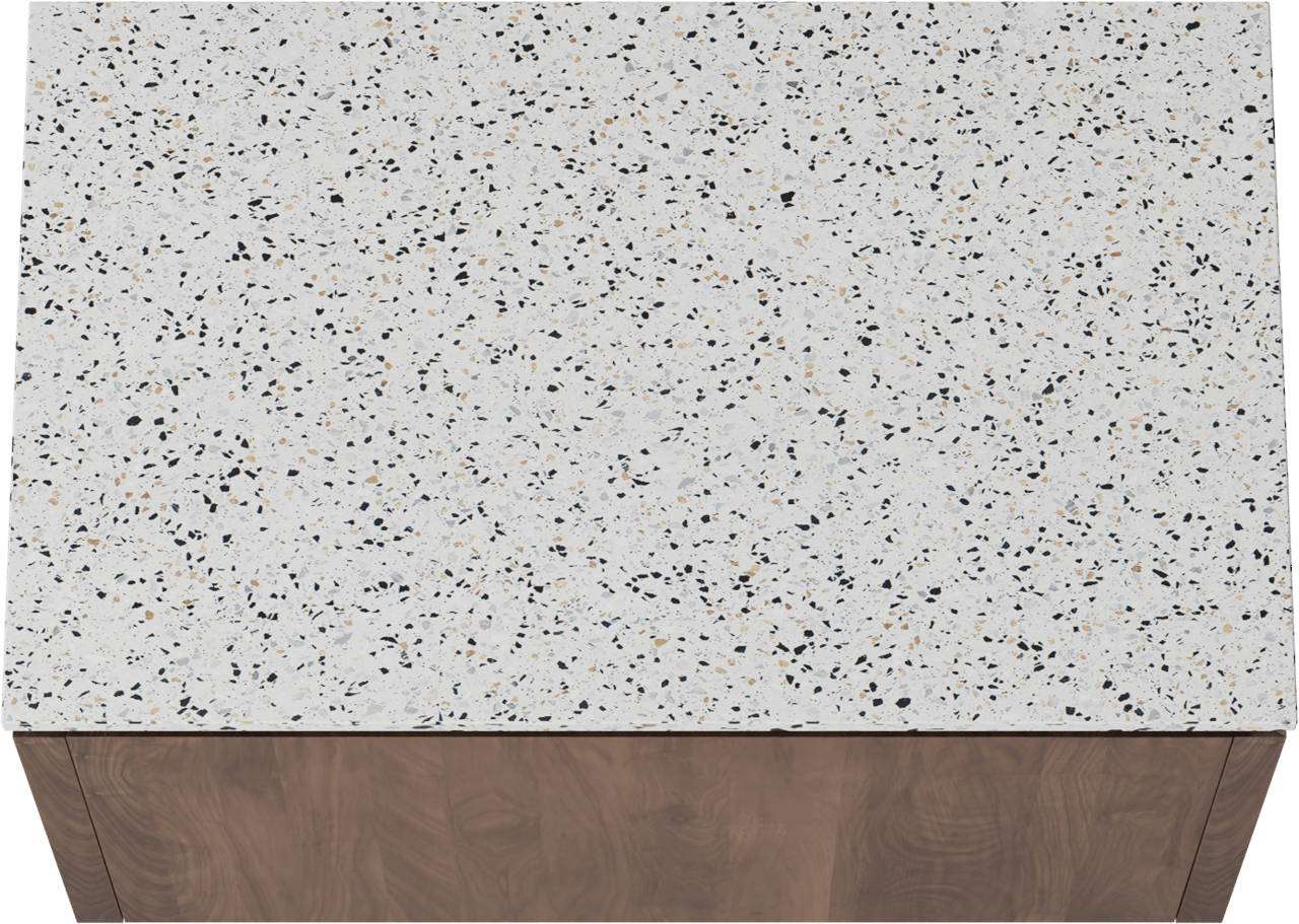 Balmani Eclips zwevend badkamermeubel 90 x 55 cm Amerikaanse notelaar met Stretto enkel tablet in Bianco Nero Terrazzo