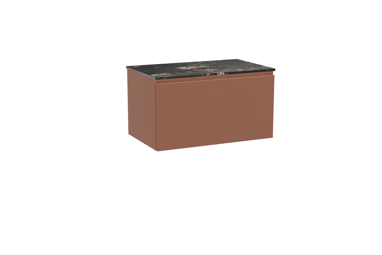 Balmani Sfera meuble salle de bains suspendu 90 x 55 cm cotto avec Stretto tablette simple en marbre portoro gold