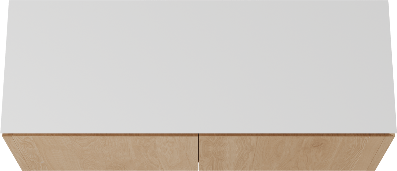Balmani Eclips hängendes Möbelstück Set: 150 x 55 cm, Eiche Natur, mit Eclips Einzel- oder Doppel Waschtischplatte Solid Surface Weiβ matt