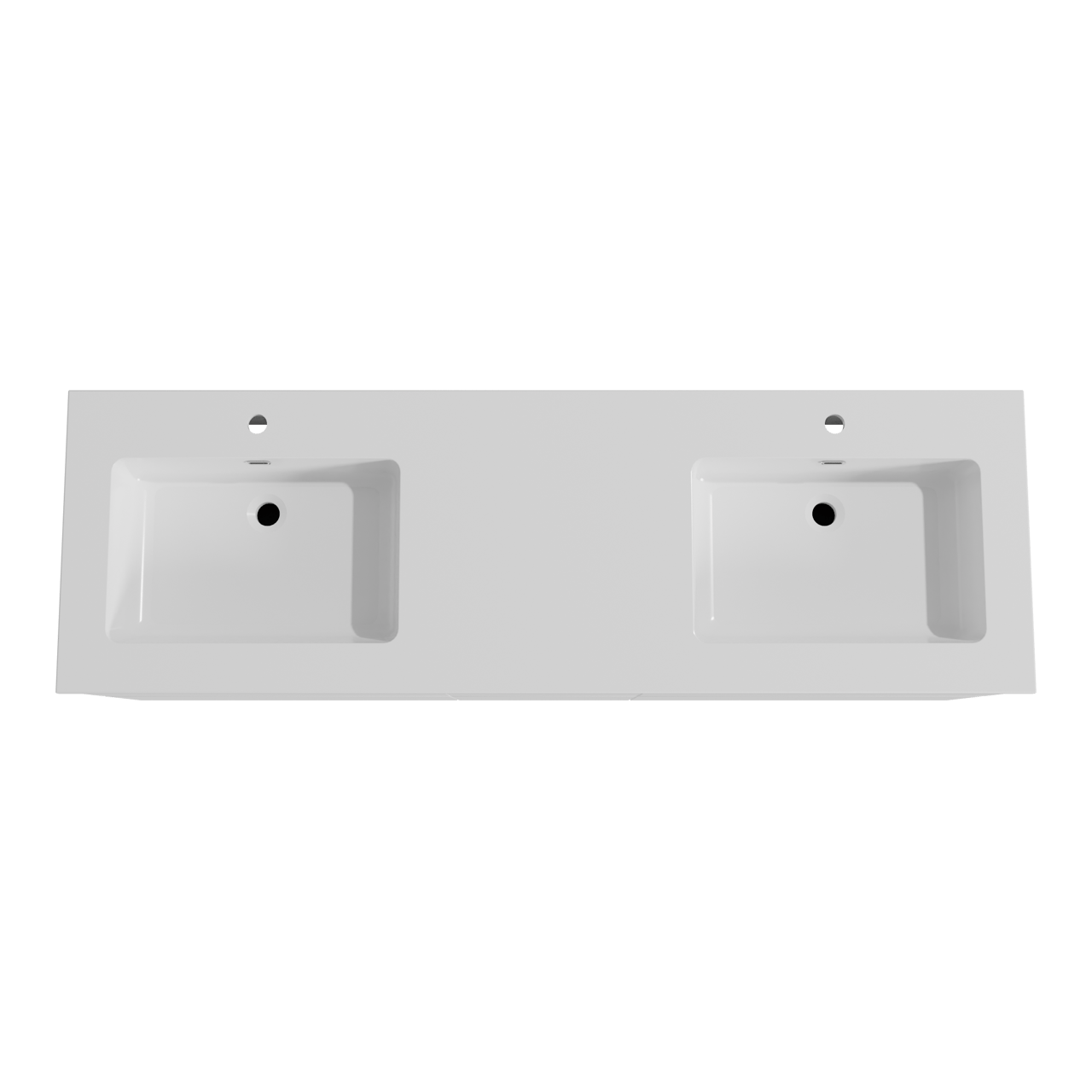 Storke Edge meuble salle de bains suspendu 165 x 52 cm blanc mat avec Diva double vasque en marbre composite blanc brillant