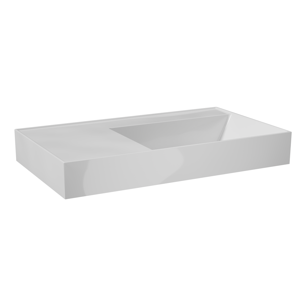 Balmani Argila asymmetrisch rechtse wastafel composietmarmer Hoogglans Wit 80 x 46 cm