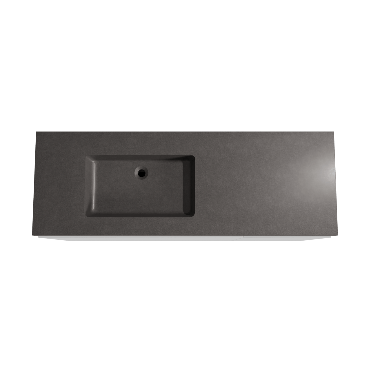 Storke Edge meuble salle de bains à poser 150 x 52 cm blanc mat avec Scuro High vasque asymétrique gauche en quartz noir mat