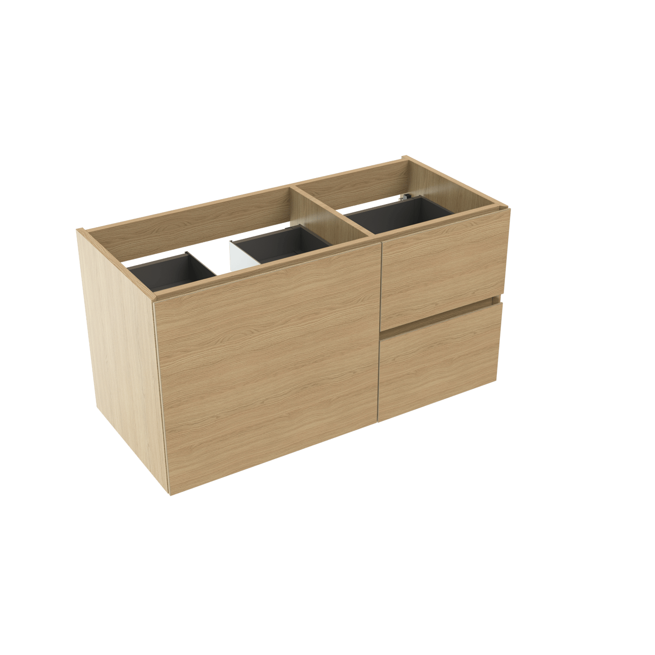 Storke Edge meuble sous-lavabo suspendu 100 x 46 cm asymétrique gauche chêne naturel 3 tiroirs