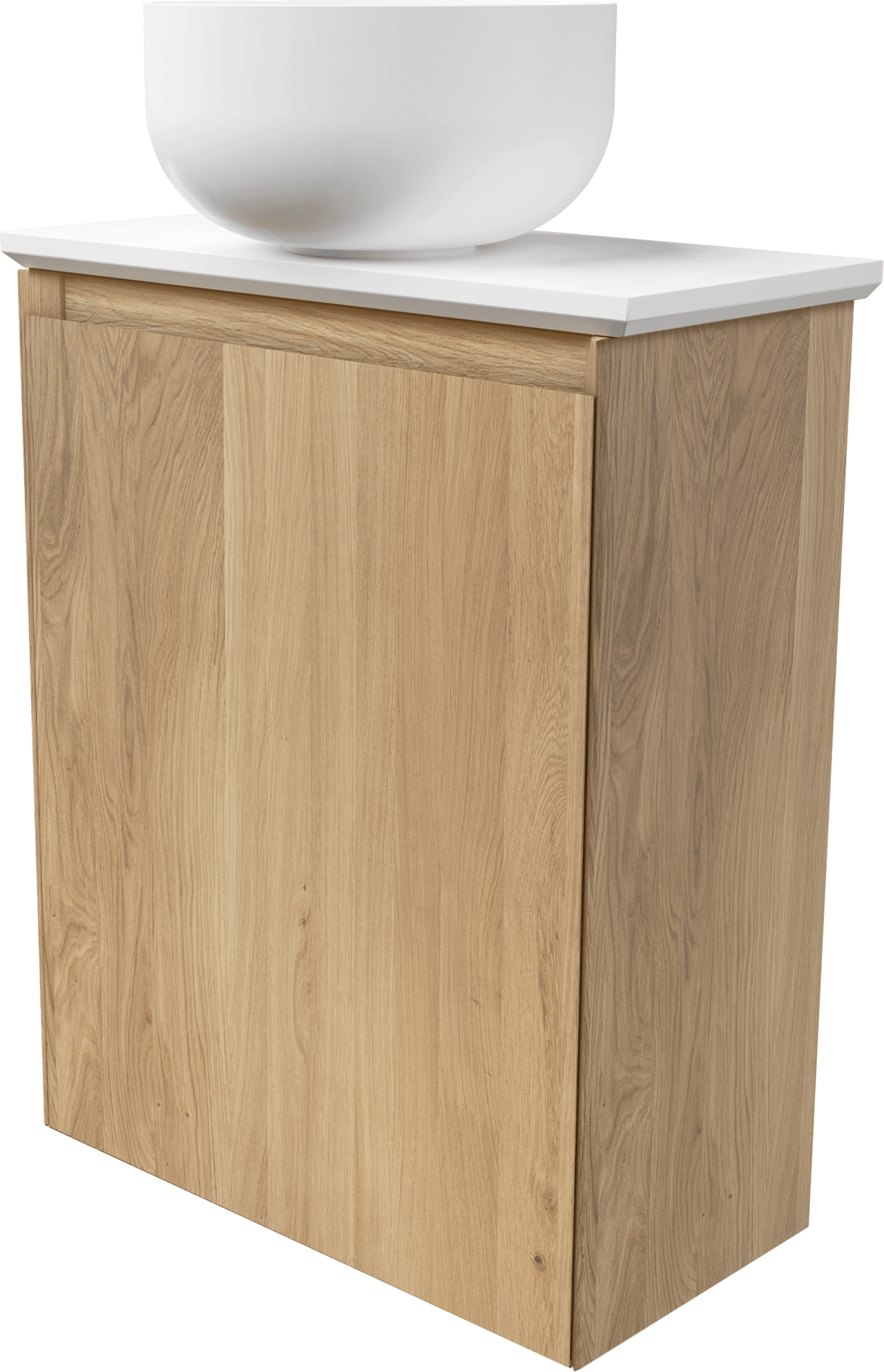 Balmani Mitra zwevend toiletmeubel 42 x 21 cm natuur eik met Facetta tablet en Bowl waskom in matte Solid Surface