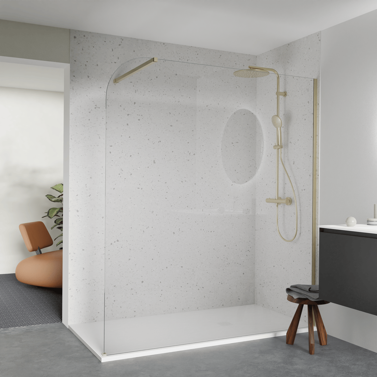 Balmani Impress douchebak 180 x 90 cm composiet wit rock structuur