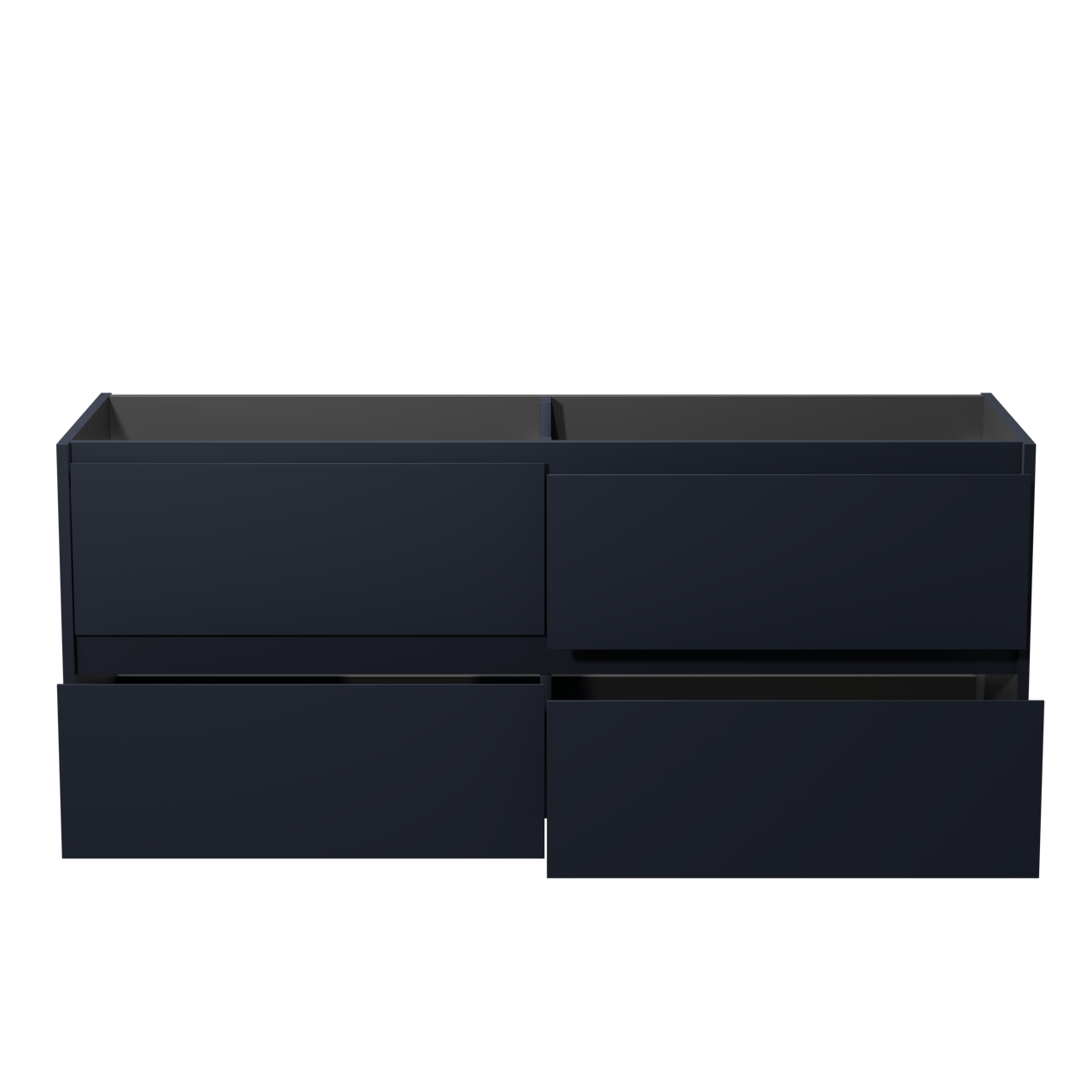 Storke Seda meuble sous-lavabo suspendu 150 x 52 cm bleu nuit 4 tiroirs