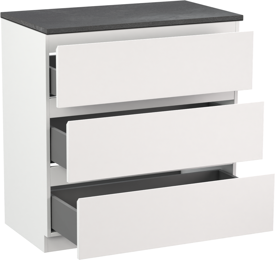 Linie Lado meuble salle de bains à poser 80 x 46 cm blanc mat avec Lado tablette simple en mélaminé ardoise gris