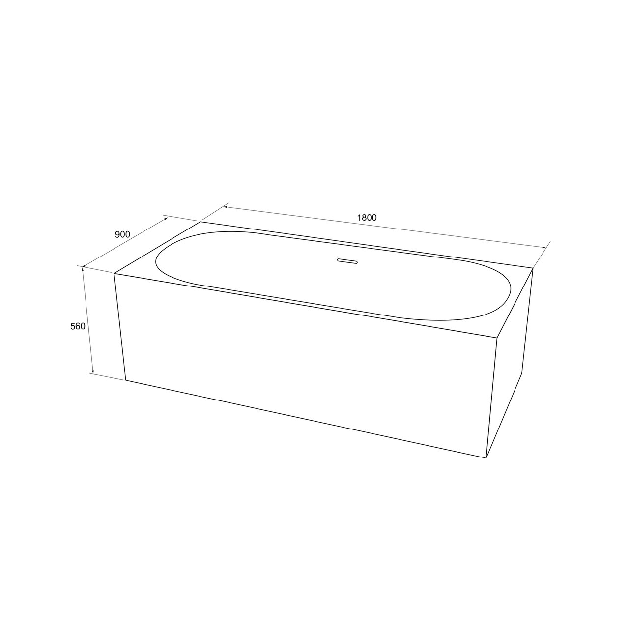 Luca Varess Siesta rechthoekig vrijstaand bad 180 x 90 cm acryl glanzend wit