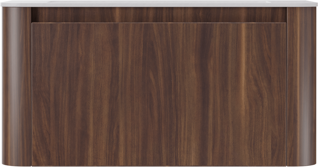 Storke Soft meuble salle de bains suspendu 100 x 46 cm noyer avec Mata Soft plan simple en Solid Surface blanc mat