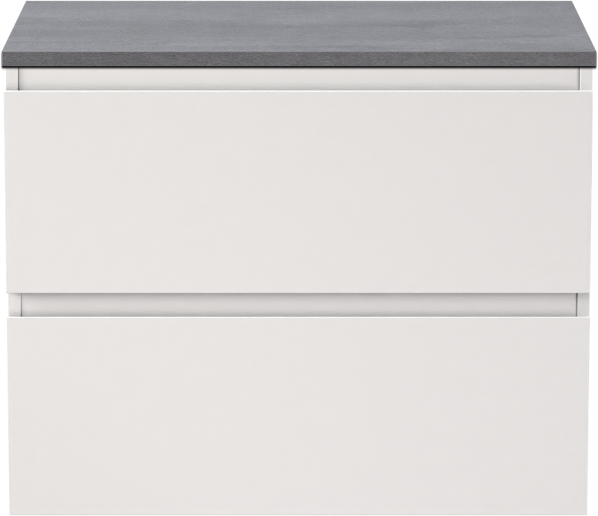 Linie Lado zwevend badmeubel 70 x 46 cm mat wit met Lado enkel wastafelblad in melamine beton donkergrijs