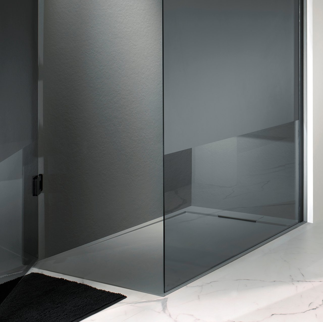 Balmani Indus receveur de douche 180 x 90 cm marbre composite gris foncé texture ardoise