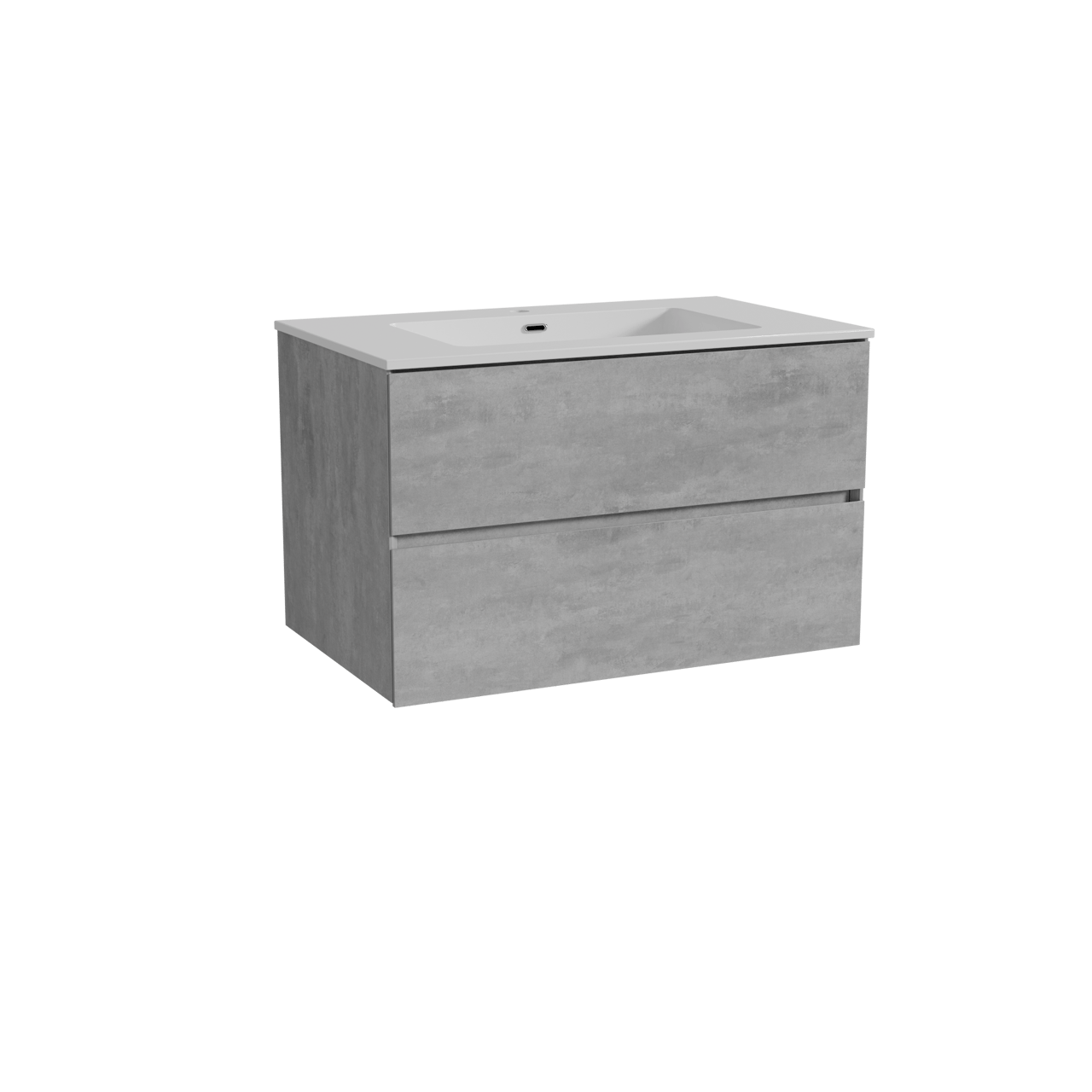 Storke Edge meuble salle de bains suspendu 85 x 52 cm béton gris foncé avec Diva plan simple en marbre composite blanc brillant