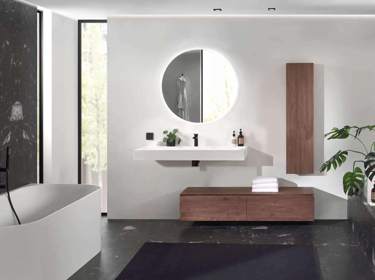 Balmani Mitra Elements meuble sous-lavabo suspendu 150 x 50 cm noyer Américain 2 tiroirs