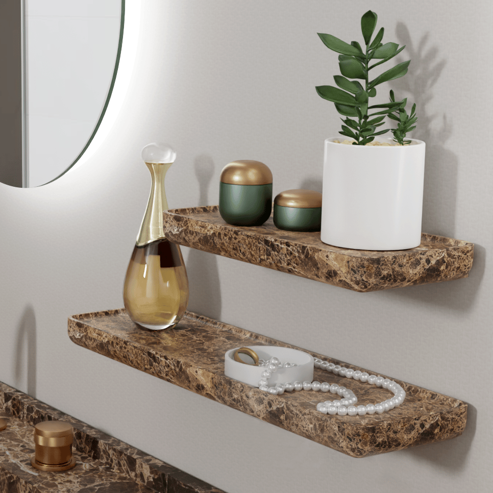 Balmani Tray wandplank Dark Emperador marmer 25 x 12 cm