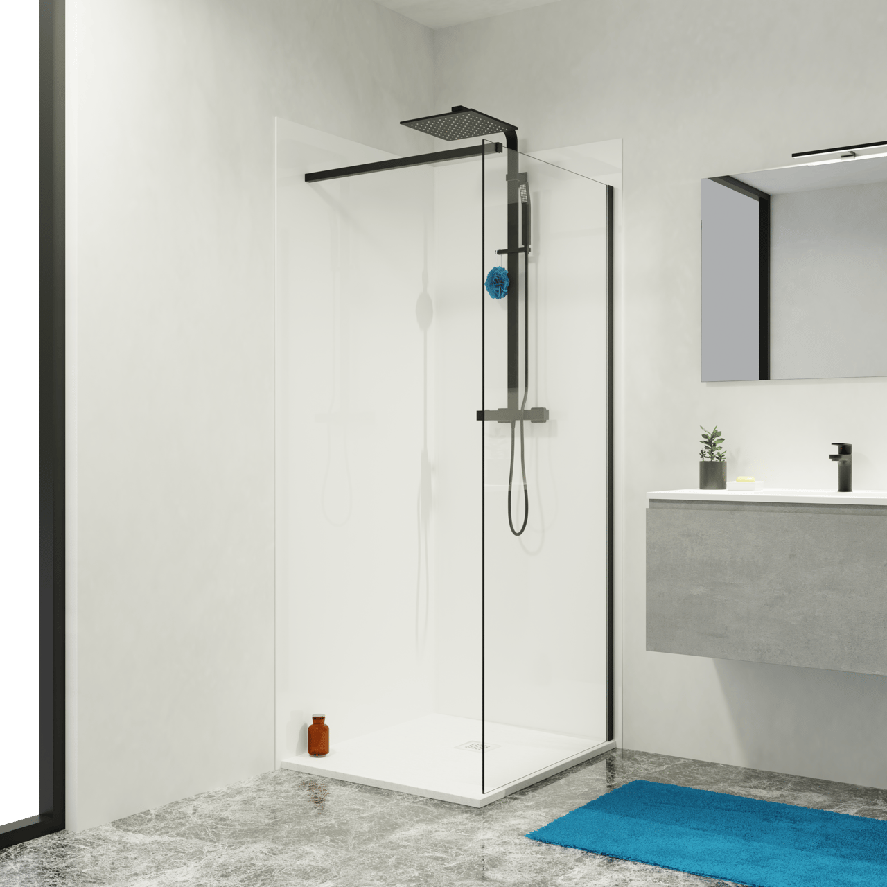 Linie Wall panneau mural de douche 90 x 220 cm acrylique Blanc Brillant