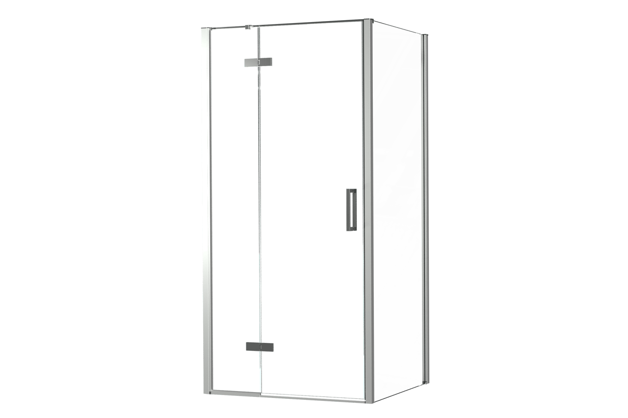 Luca Varess Nona douchehoek met draaideur en 2 vaste zijwanden 100 x 90 cm helder glas glanzend chroom profiel