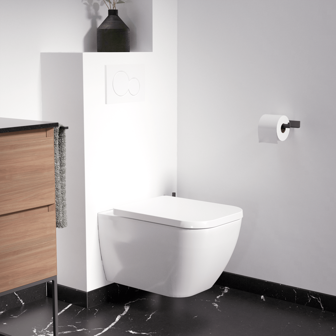 Luca Varess Cordaro wc suspendu Blanc Brillant bride de rinçage fine