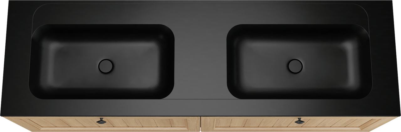 Balmani Lemon meuble salle de bains suspendu 180 x 55 cm, plaqué chêne naturel avec Tablo Strada double vasque en noir mat