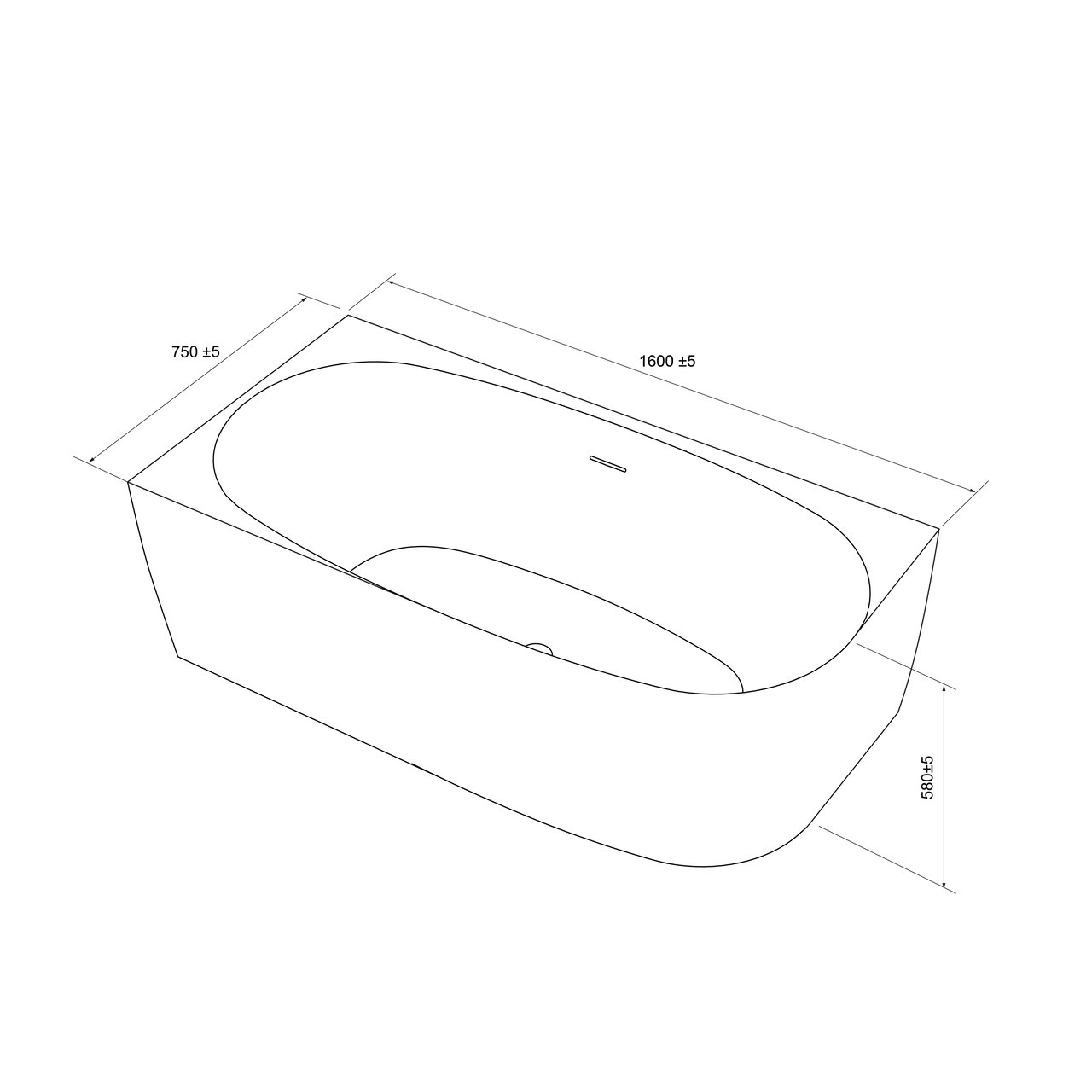 Luca Varess Sutilo tweepersoons hoekbad links 160 x 75 cm acryl mat wit