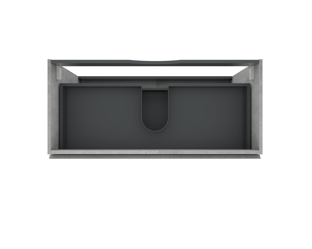 Linie Lado meuble sous-vasque a poser 100 x 46 cm béton gris foncé 3 tiroirs