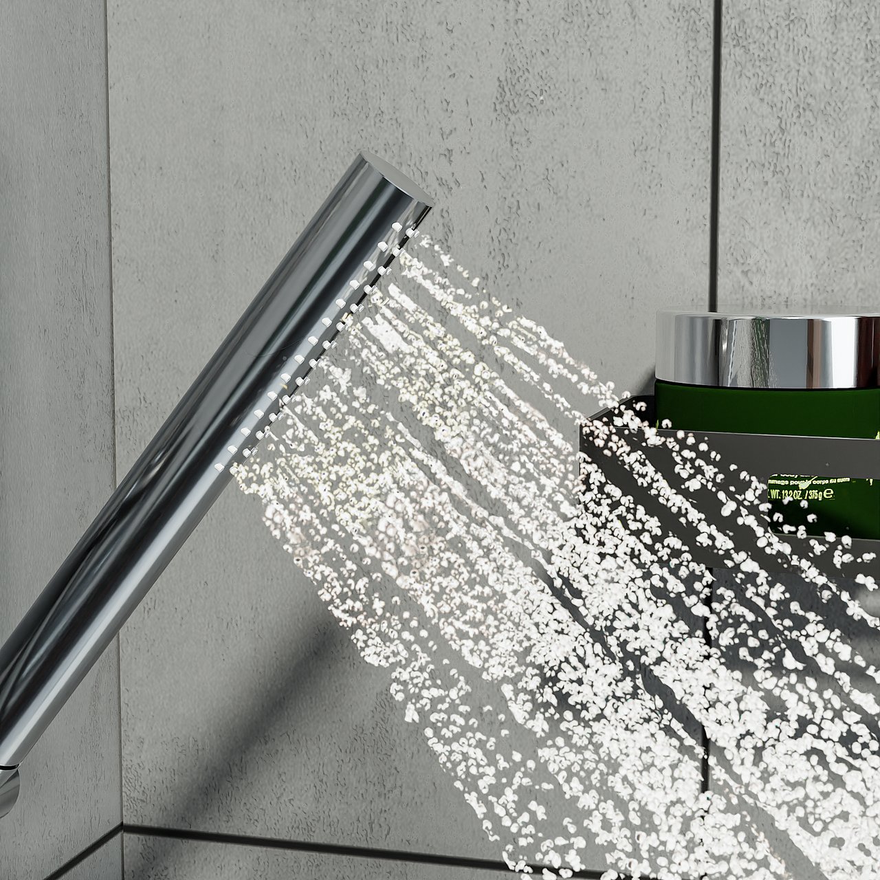 Blaufoss Round douchekop met doucheslang en aansluiting 1 straalsoort Glanzend Chroom