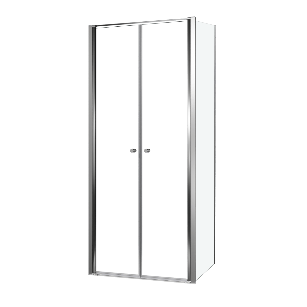 Luca Varess Kuresa douchecabine met pendeldeur met vaste zijwand 90 x 90 x 200 cm helder glas en mat zwarte profielen