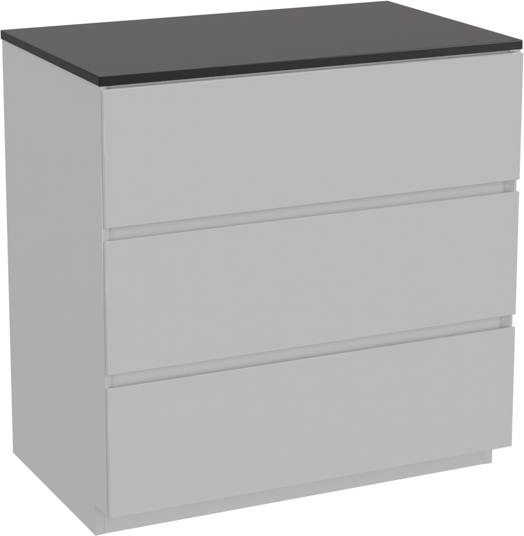 Storke Edge staand badkamermeubel 85 x 52 cm glanzend wit met Panton enkel tablet in gepoedercoate mdf mat zwart