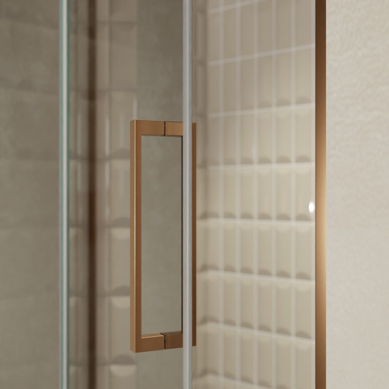 Balmani Senses Design porte pivotante à gauche 120 cm x 210 cm verre Miroir Reflex, Profil Brushed Rosegold, coating inclus
