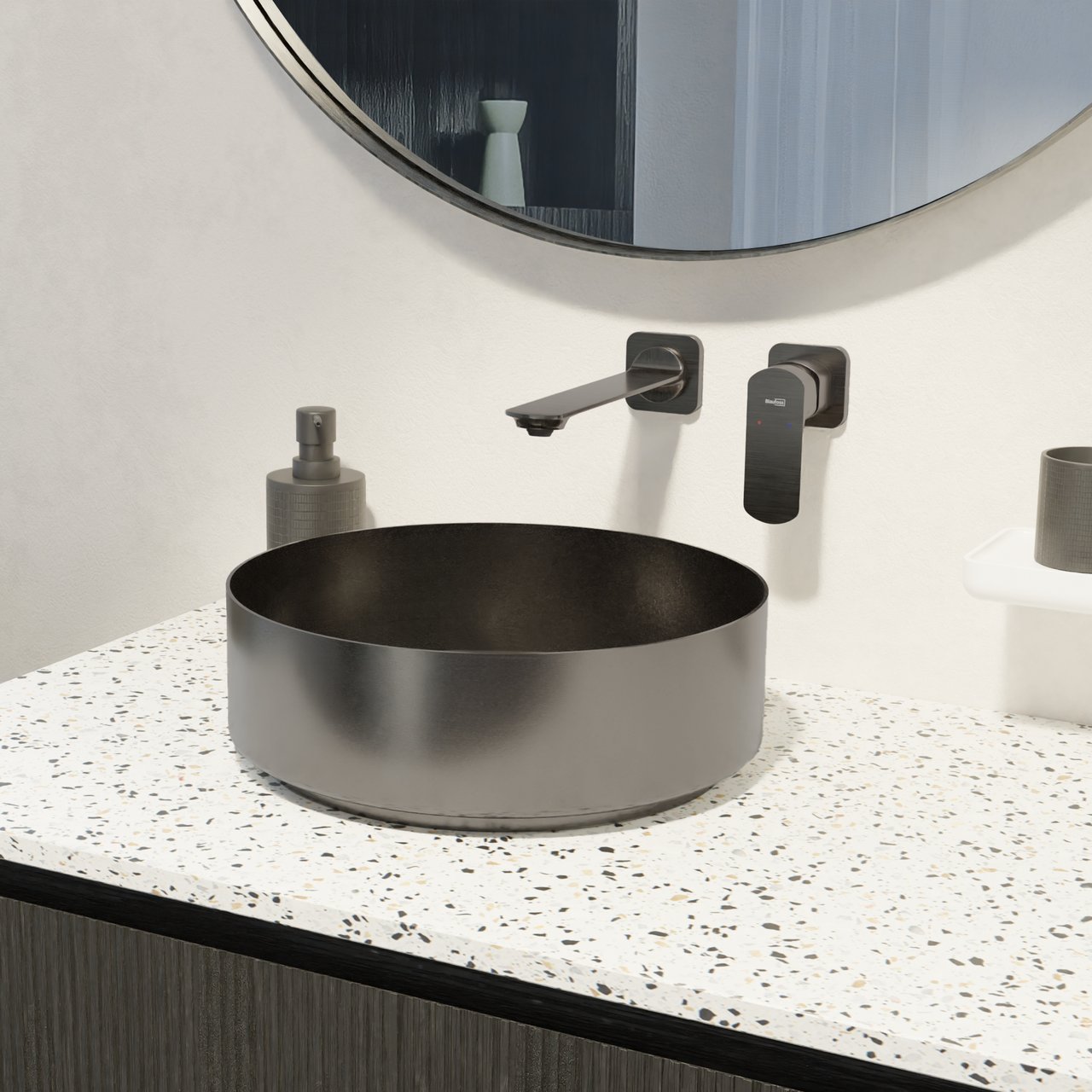 Balmani Accia waskom Brushed GunMetal roestvrij staal rond Ø 36 cm