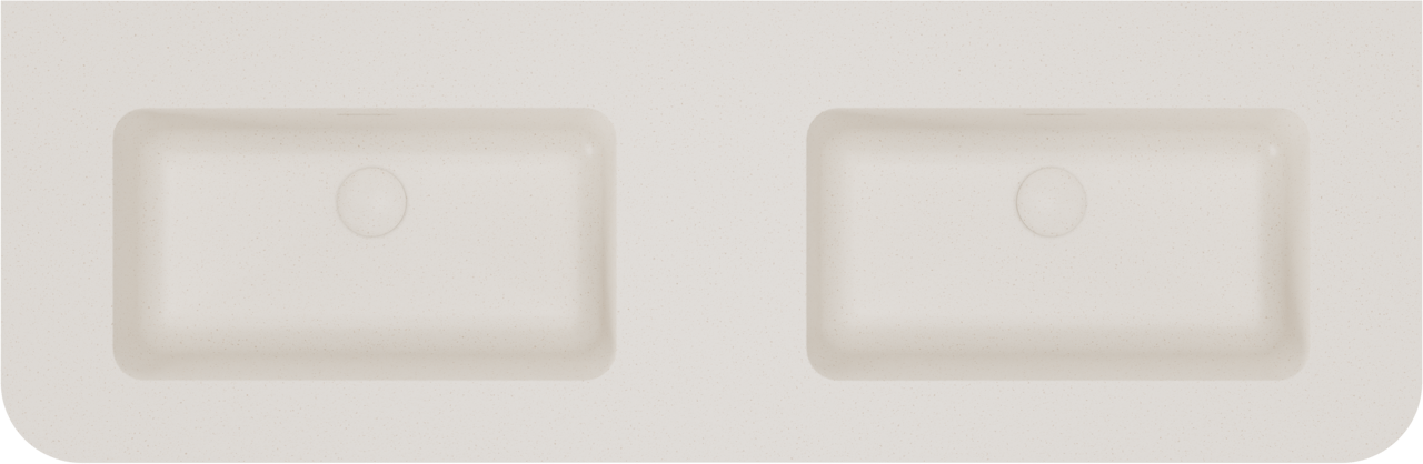 Storke Soft zwevend badmeubel 140 x 46 cm Sand mat met Mata Soft dubbele wastafel in solid surface beige granita, Verticale symmetrische rechte ribbel