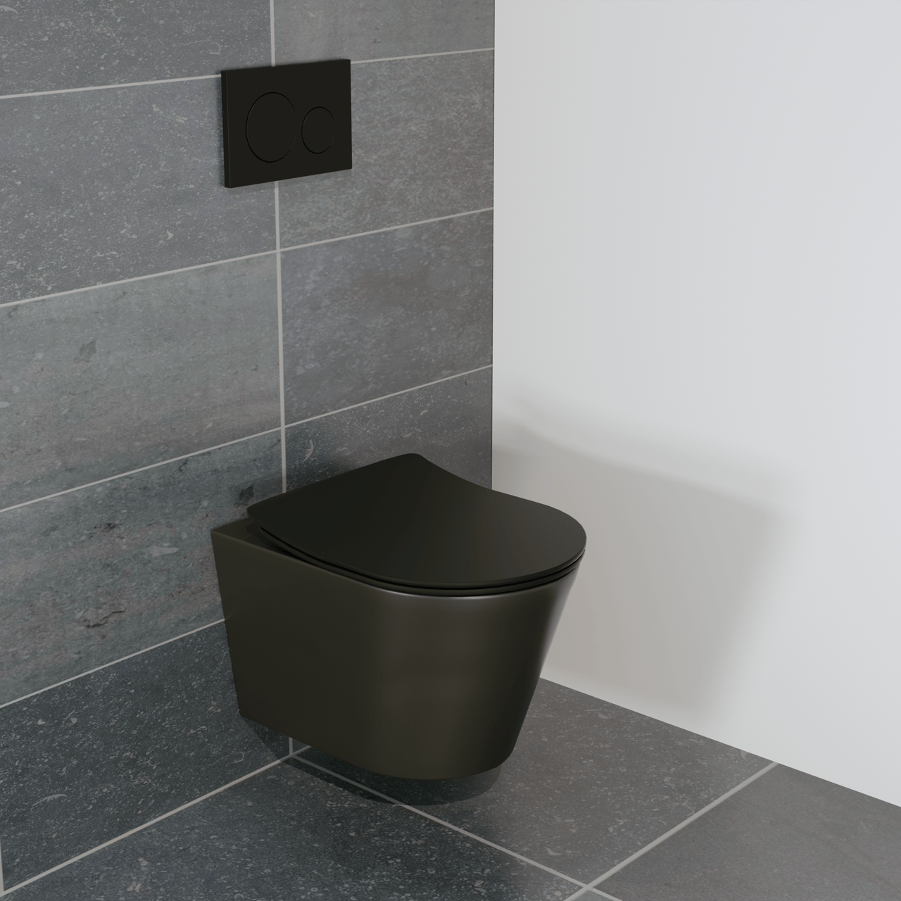 Luca Varess Spirello hangtoilet mat zwart open spoelrand met fino wc-bril