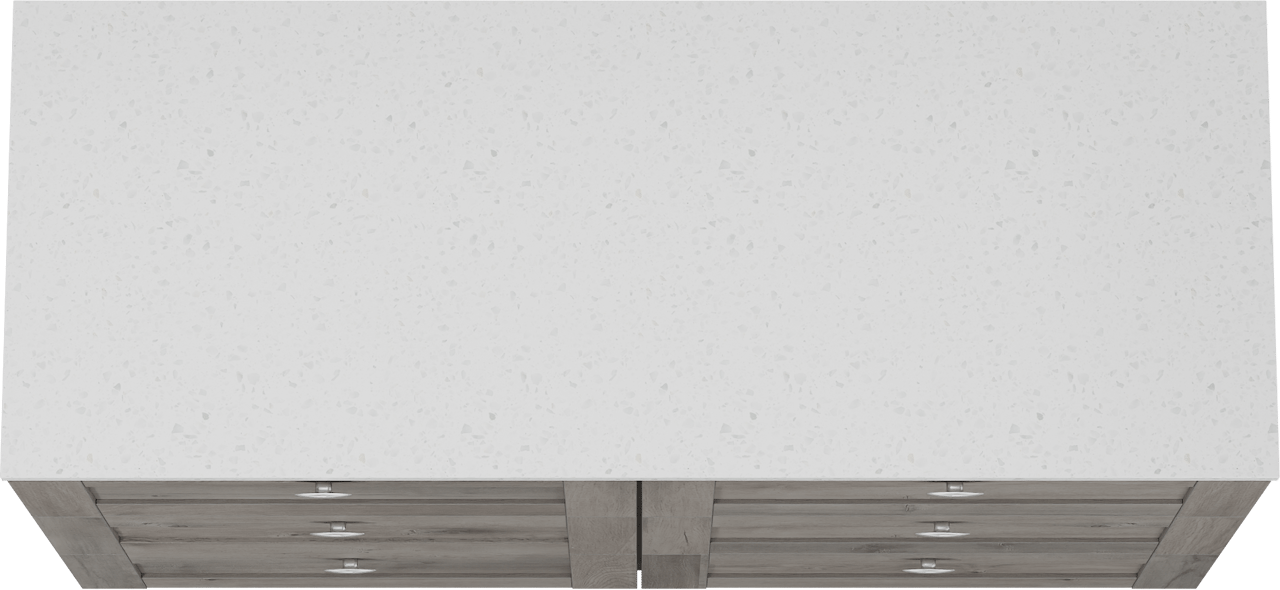 Linie Classo freistehendes Möbelstück Set: 120 x 46 cm, Graue Eiche, mit Lado Einzel- oder Doppel Waschtischplatte, Melamin in Terrazzo Weiß