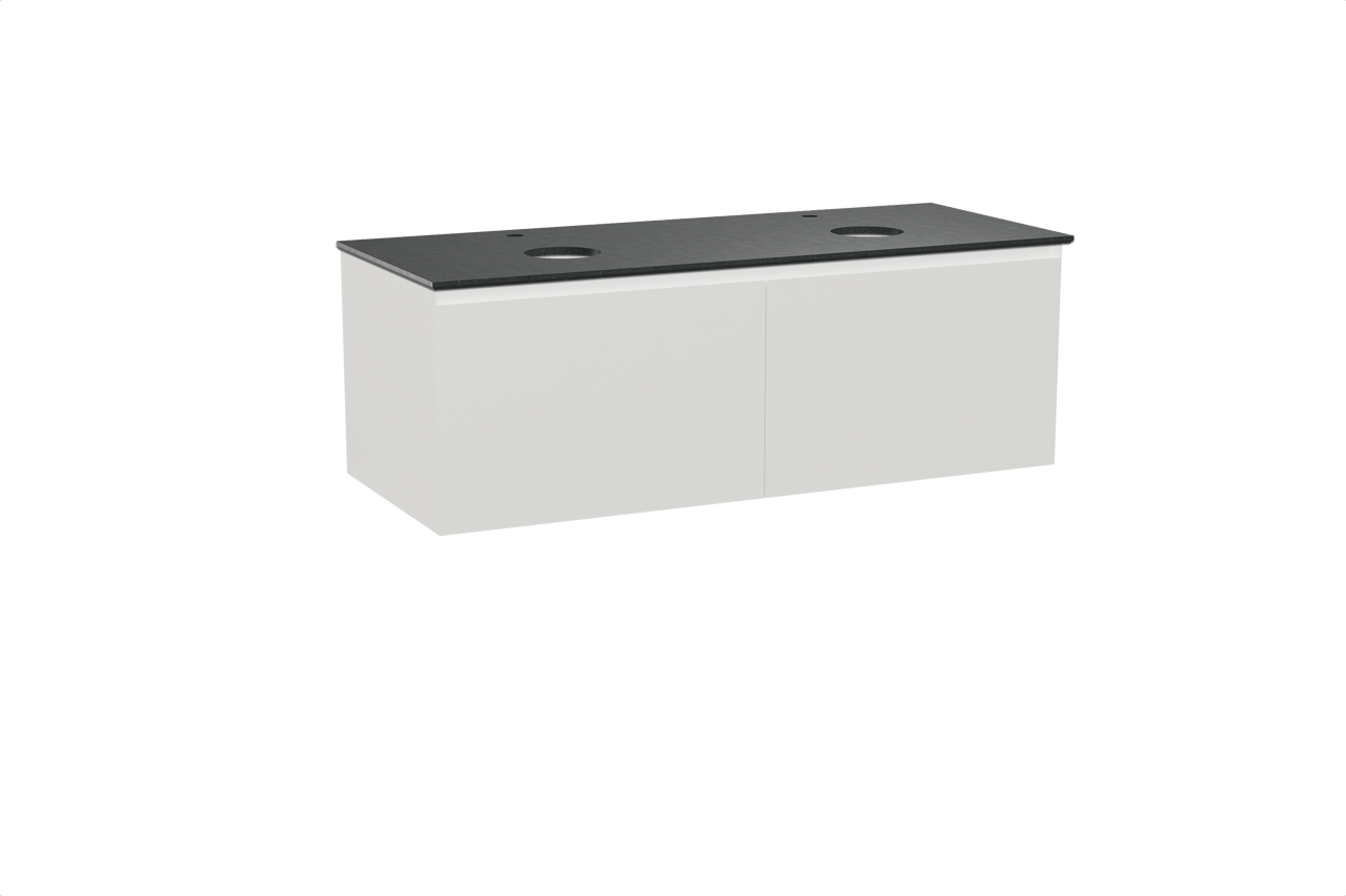 Balmani Idra meuble salle de bains suspendu 135 x 55 cm blanc mat avec Facetta tablette double en granit noir