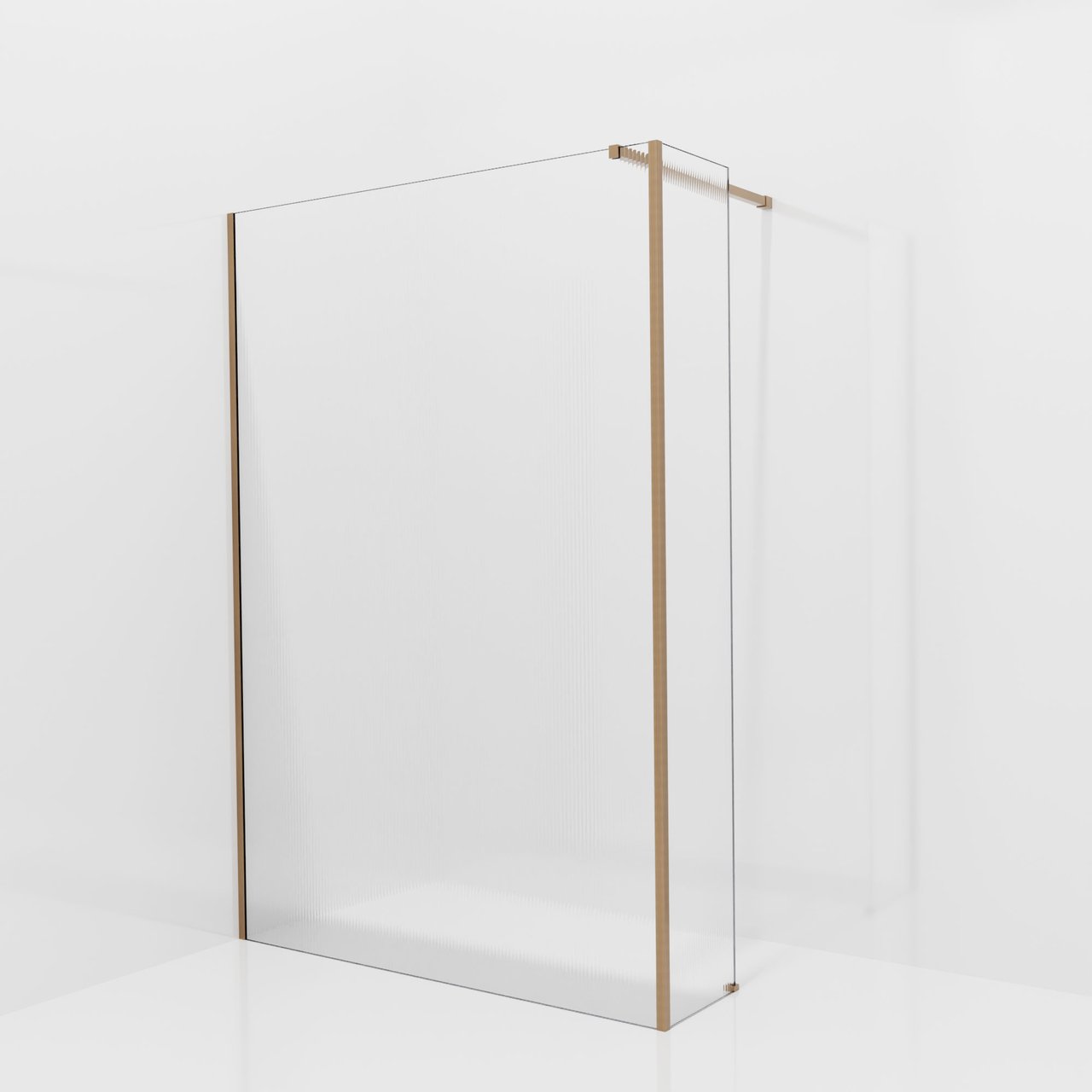 Balmani Modular inloopdouche met vaste zijwand: 140 x 200 cm, Ribs met coating, Brushed Rosegold profielen