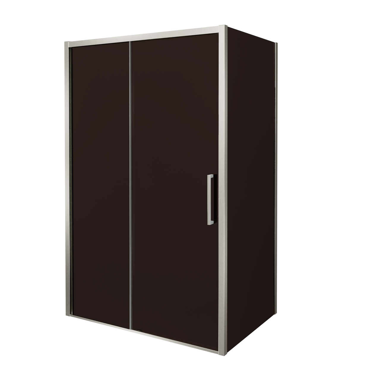 Balmani Senses Design douche en coin avec porte coulissante à gauche et paroi latérale fixe, 120 x 100 cm, Bronze, Profil Brushed CoolMetal, coating inclus