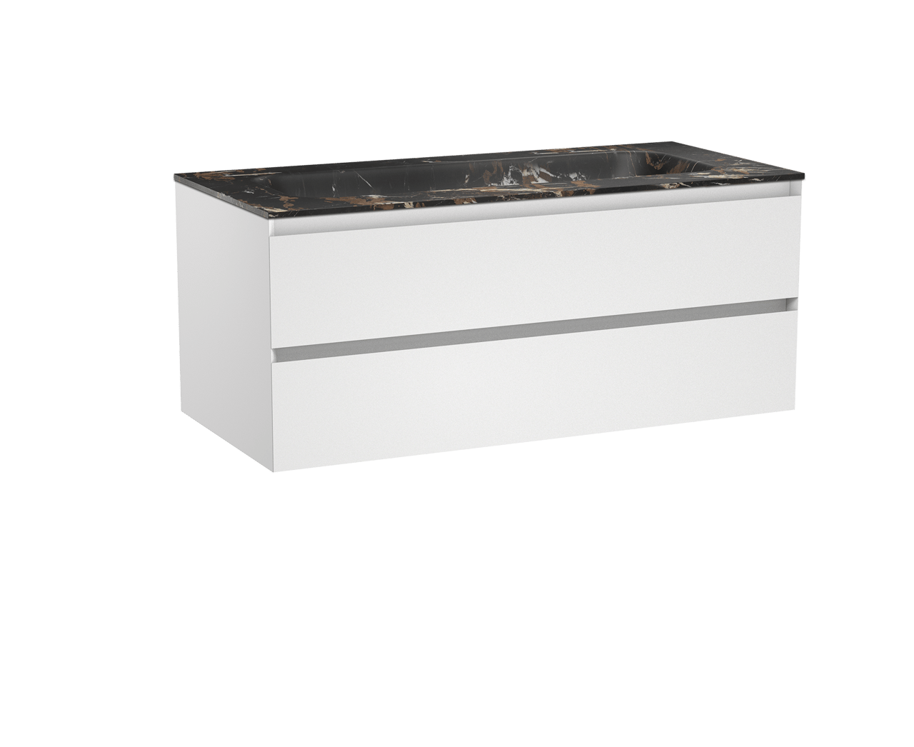 Balmani Mitra meuble salle de bains suspendu 120 x 55 cm blanc mat avec Tablo Arcato lavabo simple pour 2 trous de robinet en marbre portoro gold