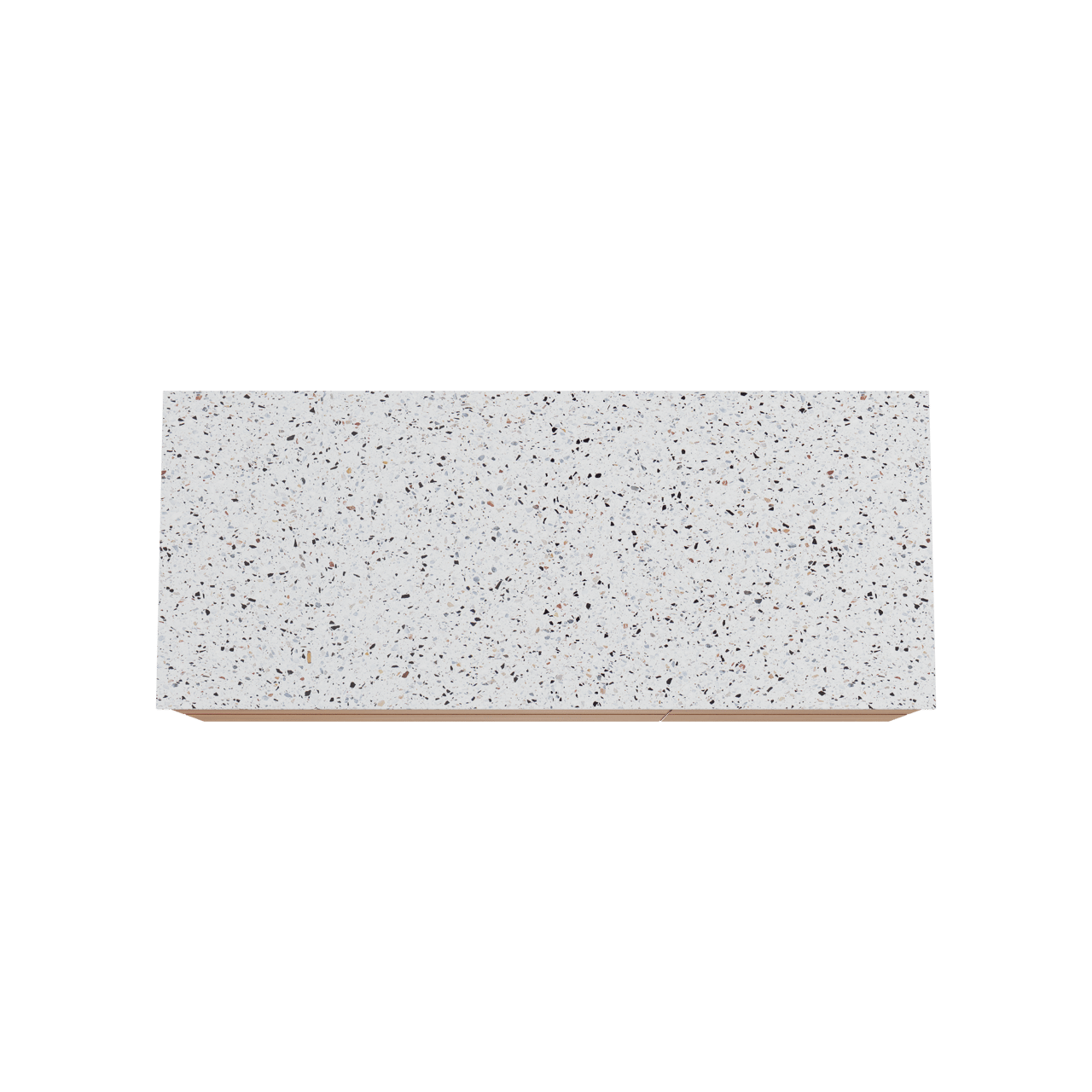 Balmani Mitra hängendes Möbelstück Set: 135 x 55 cm, Teak, mit Stretto Einzel- oder Doppel Waschtischplatte, Terrazzo in Weiß/Schwarz matt