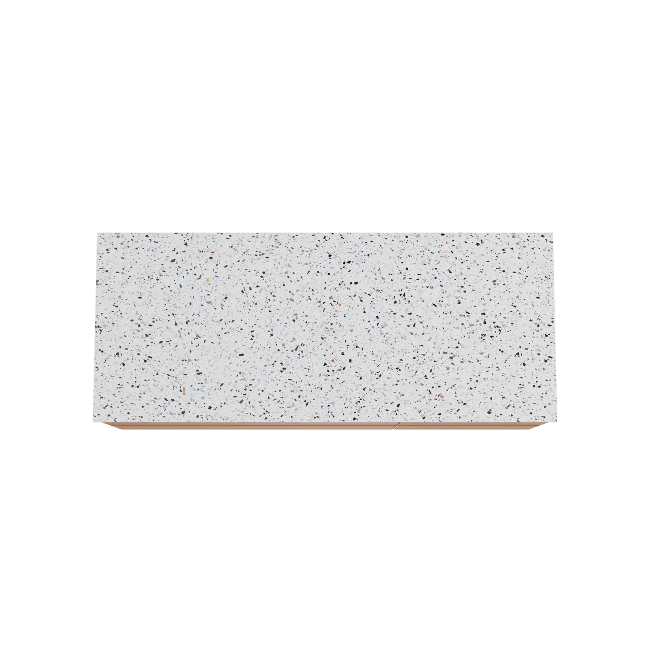 Balmani Mitra hängendes Möbelstück Set: 135 x 55 cm, Teak, mit Stretto Einzel- oder Doppel Waschtischplatte, Terrazzo in Weiß/Schwarz matt