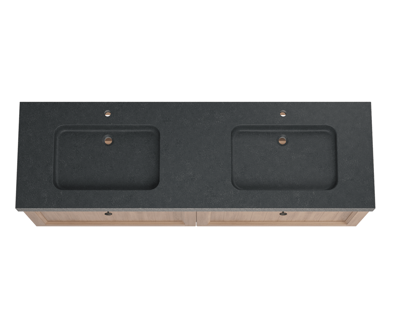 Balmani Lemon zwevend badkamermeubel 180 x 55 cm verweerd eiken met Napoli Due dubbele wastafel in verzoete graniet