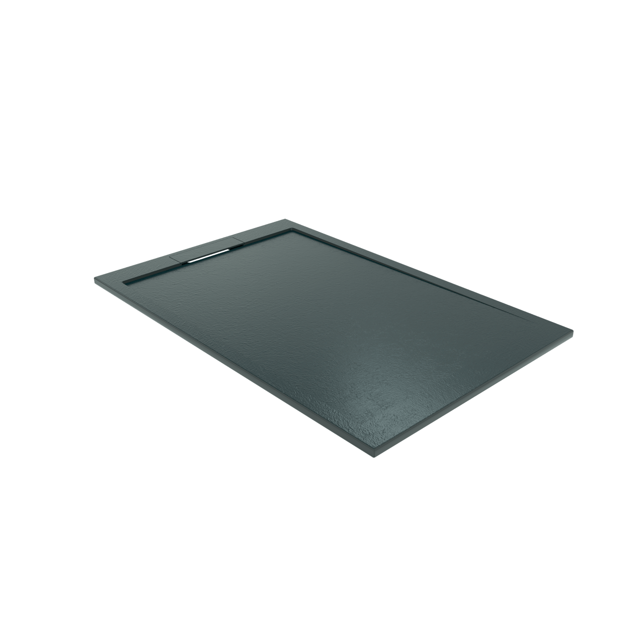 Balmani Indus Duschwanne: 140 x 90 cm, Marmorkomposit, Grafitgraue Schieferstruktur