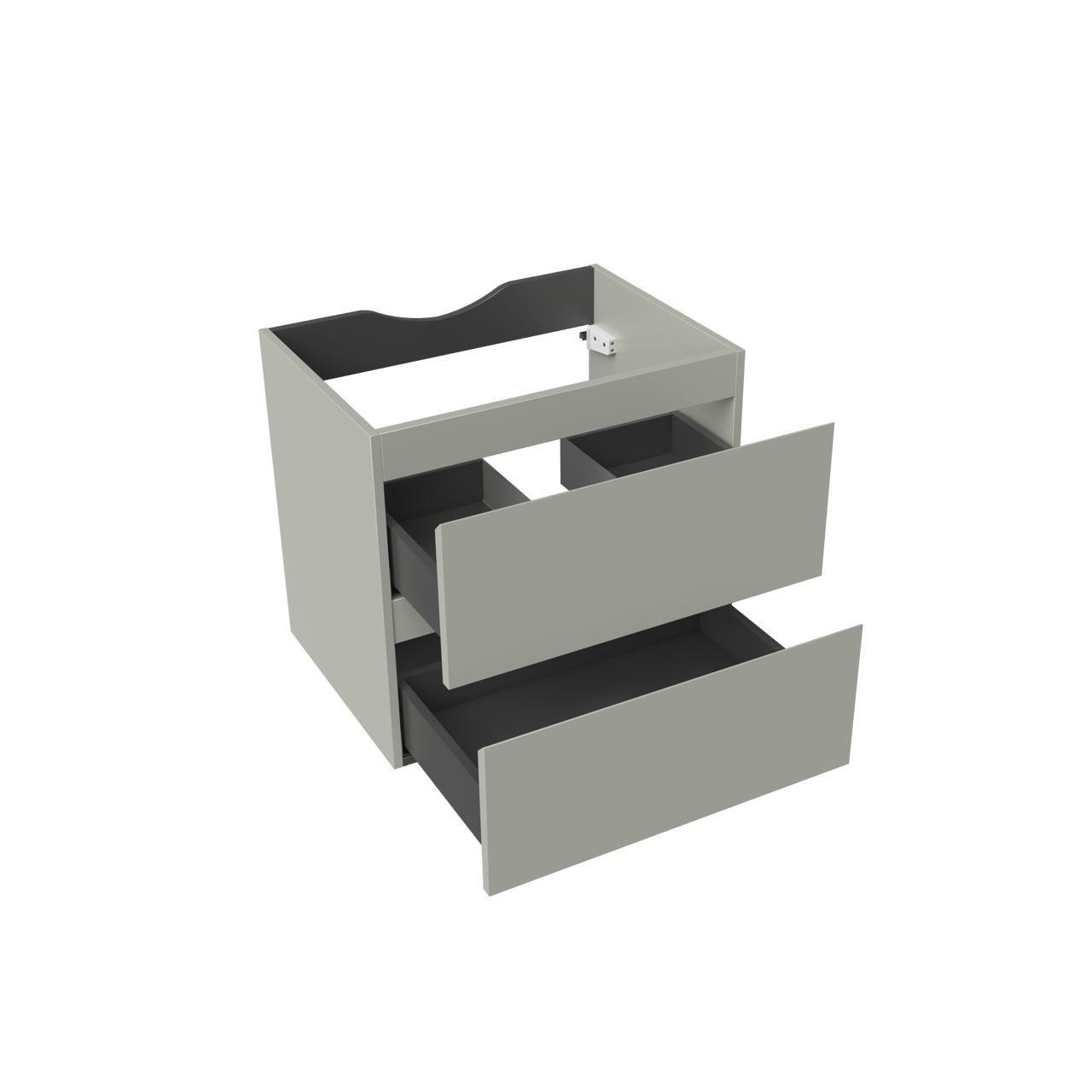 Linie Lado hängender Waschbeckenunterschrank: 60 x 46 cm, Greige, 2 Schubladen