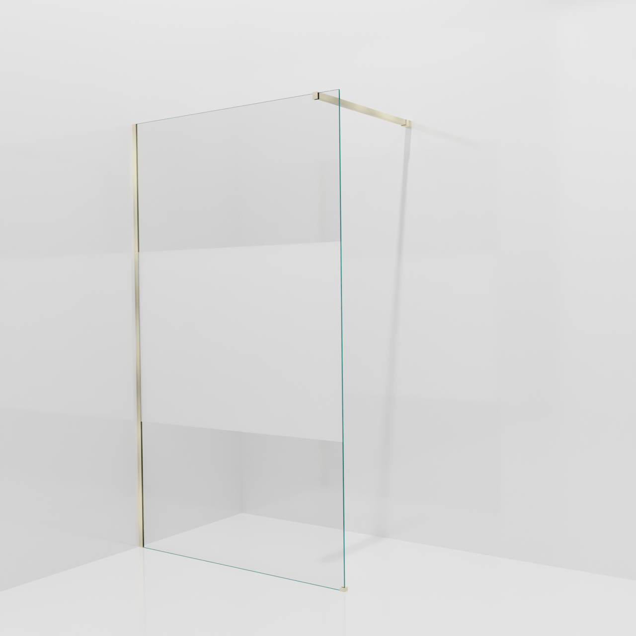 Balmani Modular douche à l'italienne: 120 x 200 cm, Verre transparent avec bande matte, avec coating, Profil Brushed Champagne Gold