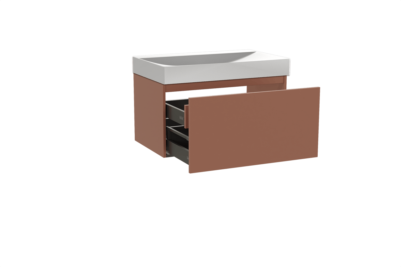 Balmani Sfera zwevend badkamermeubel 90 x 55 cm cotto met Wave enkele wastafel in solid surface mat wit