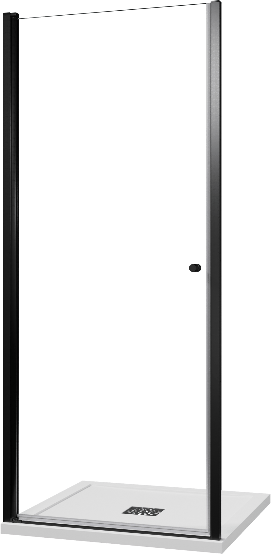 Luca Varess Kuresa porte pivotante 90 x 200 cm verre transparent profil noir mat