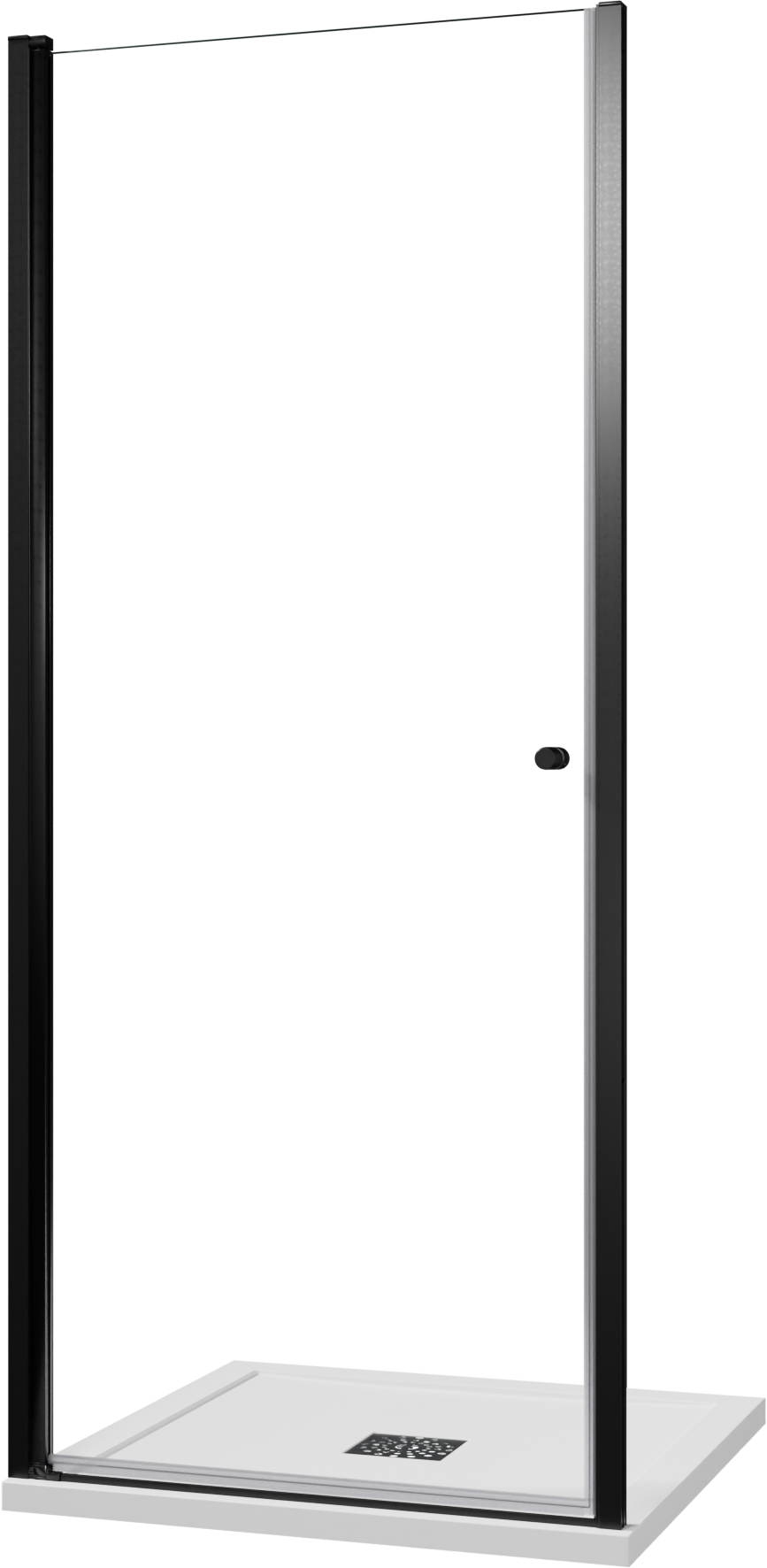 Luca Varess Kuresa porte pivotante 90 x 200 cm verre transparent profil noir mat